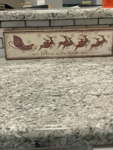 Christmas Box Sign By Kathy Magic "Believe In The Magic" Approx. 21" - Picture 1 of 3