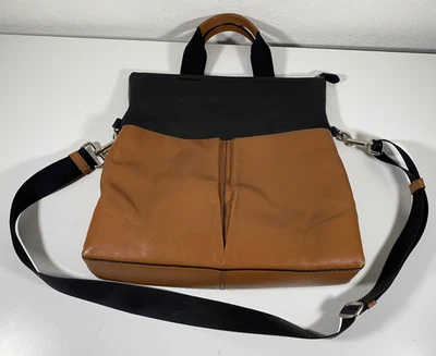 Coach Mens Foldover 2-Way Business Tote Black/Saddle Leather (Brown) - Image 1 of 4