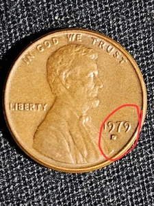1979 D Penny Errors Struck Off Center, Filled In Mint "D" /DDO, VF - Picture 1 of 12