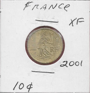 FRANKREICH 10 EURO CENT 2001 VZ SÄMANN EINE MODERNE ADAPTION, INITIAL DESIGNED BY - Bild 1 von 2
