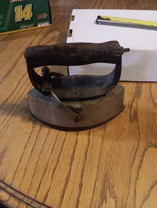 Antique Cast Iron Asbestos Sad Iron With Wood Handle - Picture 1 of 12