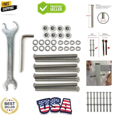 Kit de ferragens universal de cabeceira e rodapé - 304 porcas e parafusos de aço inoxidável... - Imagem 1 de 4