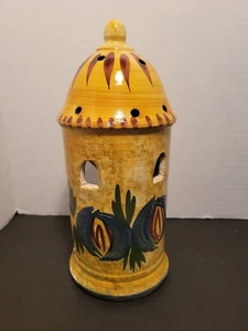 Los Bohios Puerto Rico Hand Painted Ceramic Hurricane Candle Holder Tower - Picture 1 of 4