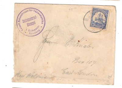 1906 年德国西南非洲封面到东伦敦开普殖民地 — 第 1/2 张图片