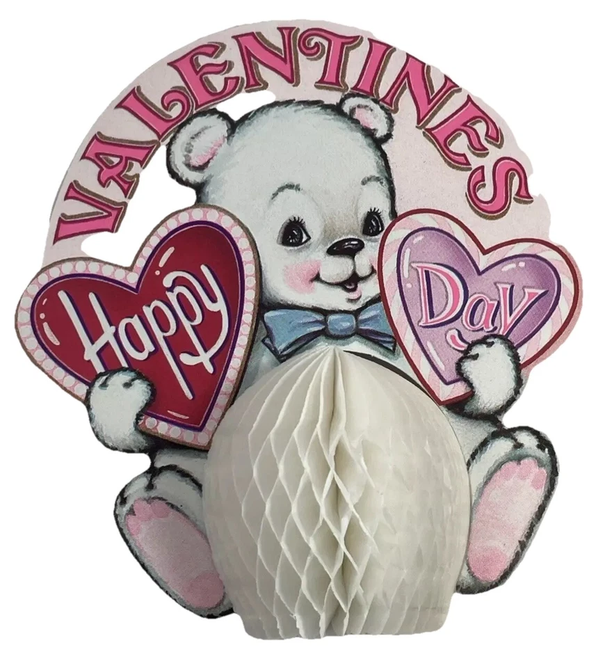 Vintage 1990’s Honeycomb Valentine's Day Centerpieces Decor Lot of 4 Pre-Owned - Image 1 of 4