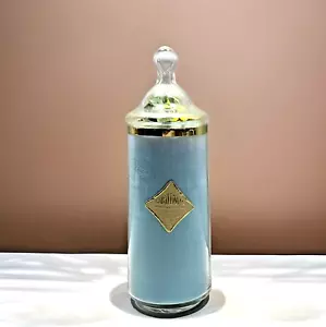 Vintage Schaumbad Glasflasche mit Original Inhalt Babyblau Baddeko - Bild 1 von 14