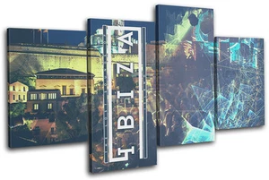 Ibiza Island Typography DJ Club MULTI CANVAS WALL ART Picture Print - Picture 1 of 1