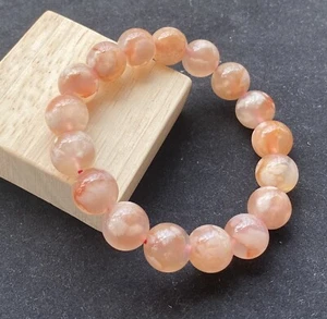 12 mm Natürliche Rosa Kirschblüte Achat Armband Sakura Rund Perlen Heilung - Bild 1 von 4