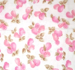Vintage Fabric Pink Pears Summer Cotton Sewing Lightweight 2 1/4 yd x 38in - Picture 1 of 5