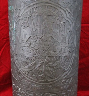 Antique Victorian Embossed Brass Cane Umbrella Parasol Holder Stand - Image 1 of 4