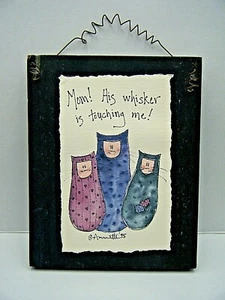 Collectible Vintage Handmade Wooden Kitty Hanging Plaque Pets - Picture 1 of 3