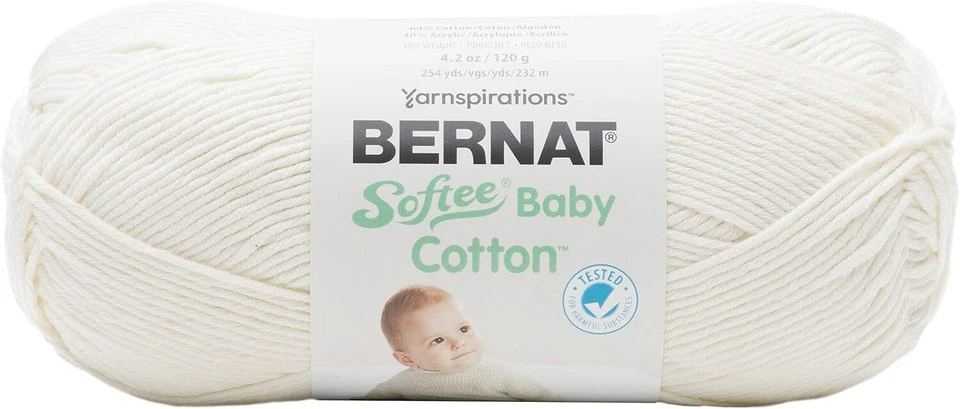 Bernat Softee Baby Cotton Yarn Color 52001 Cotton 1 Skein 120g