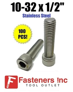 (Qty 100) 10-32 x 1/2" Stainless Steel Socket Head Cap Screw Standard 18-8 - Picture 1 of 2