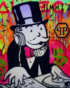 Alec Monopoly Hand oil painting on canvas,Philipp Plein DJ 24×32inch - Picture 1 of 5