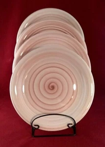 Far East Brokers "Citrus Grove" Pink Blush Spiral 10" Stoneware Dinner Plate - Picture 1 of 3