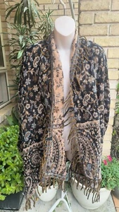 TREE of Life Hippie Boho Floral Tassel Handkerchief Jacket Cardigan Easy Fit SML - Picture 1 of 16