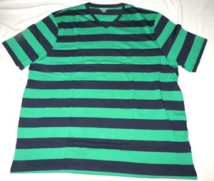 Amazon Essentials V Neck Green & Black Stripe Cotton T-shirt Size XXL Regular NE - Picture 1 of 2
