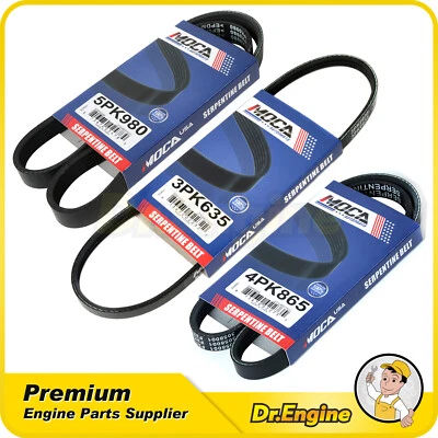 3x Cinturón Serpentine 3PK635 4PK865 5PK980 Fit 88-97 Toyota Celica Corolla 1.6 1.8L Foto 1 de 4