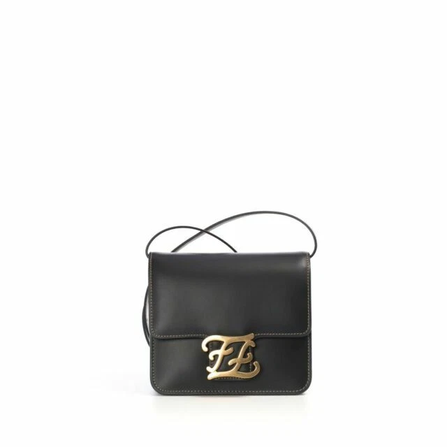 Fendi Karligraphy Crossbody Black Leather