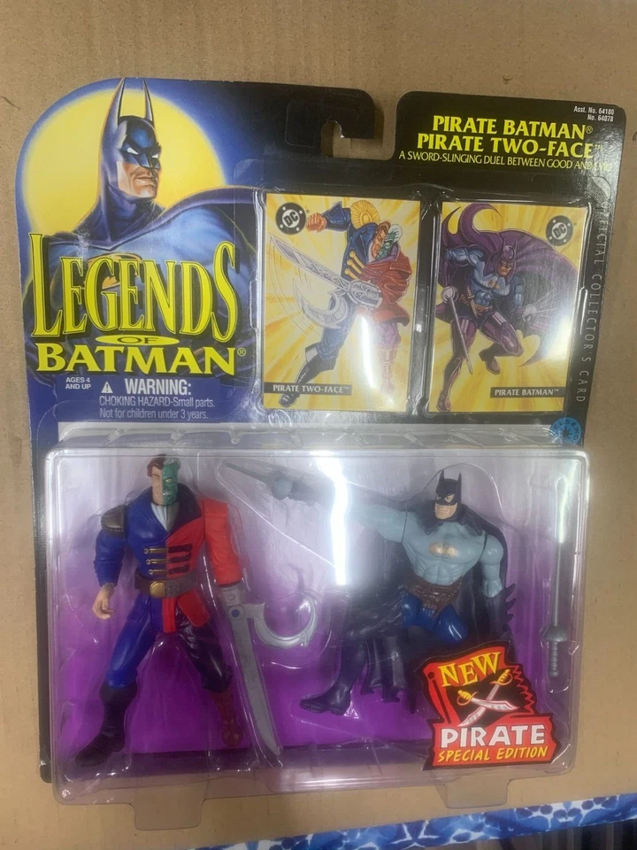 2 PACK 1995 Legends of Batman - Pirate Batman & Two Face Action Figures & Cards - Image 1 of 1