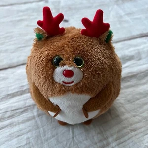 TY Beanie Baby Beanie Hoofer Red Nose Reindeer Cute Christmas Brown Plush Toy - Picture 1 of 4