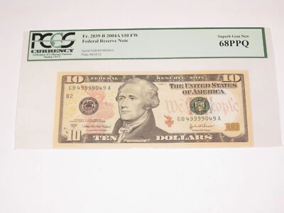 Fr 2039-B 2004A $10 Federal Reserve 68 PPQ SUPERB GEM NEW - Image 1 of 2