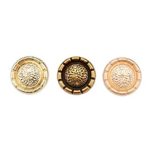 5pcs Round Metal Buttons with Abstract Stripes and Rhinestones Decor for Sewing - Picture 1 of 6