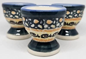 Lot of 3 Polish Pottery Unikat Egg Cup Holder Ceramika - Picture 1 of 3