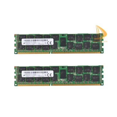 32GB Micron 2x 16GB 2RX4 PC3-12800R DDR3-1600Mhz 1.5V ECC REG Server RAM Memory - Image 1 of 4