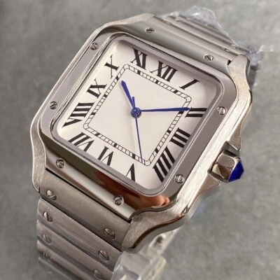 38mm Square White Roman Dial Sapphire Glass Japan NH35A Automatic Men Watches - image 1 of 4