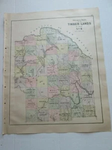 1894-1895 ANTIQUE MAP, STUART'S MAINE ATLAS, "TIMBER LANDS NO. 5 & NO. 6" - Picture 1 of 2