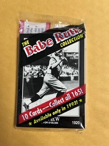 Megacards Babe Ruth Collection 1992 paquete de 10 tarjetas selladas #12 frontal #161 trasero - Imagen 1 de 4