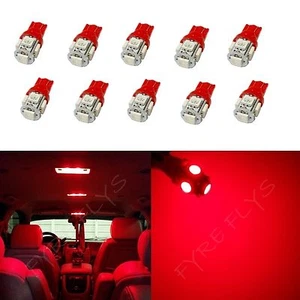 10x Red T10 168 194 2825 W5W 5 SMD LED Dome Map Cargo 10xM3 - Picture 1 of 6
