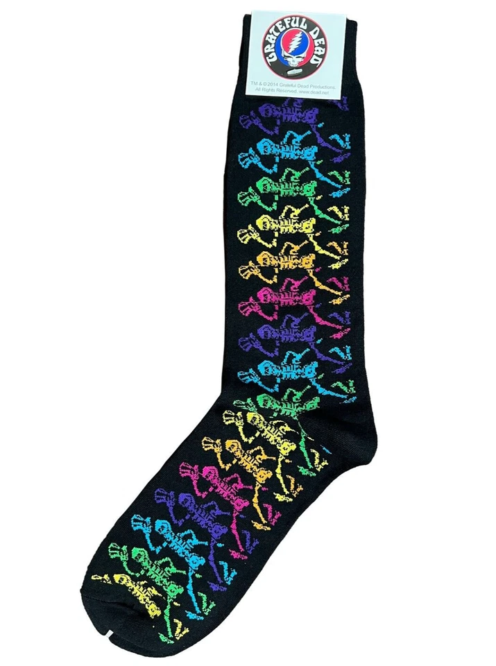 Calcetines Grateful Dead Rainbow Dancing Skeletons para hombre, talla 10-13, regalos Deadhead Foto 1 de 1