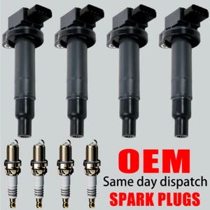 4X OEM Ignition Coils & 4X Iridium Spark Plugs For Toyota Prius Yaris 1.5L UF316 - Picture 1 of 14