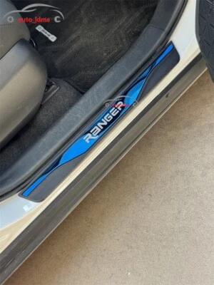 Para Accesorios Ford Ranger Protector de umbral de puerta azul Tira de moldura Placa de desgaste 4 piezas Foto 1 de 4