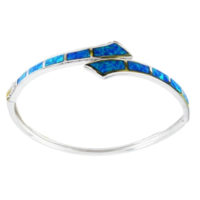 Bracciale opale blu in argento sterling 925 - Immagine 1 di 4