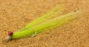 6ct - Double Chartreuse Clouser Minnow Flies - Mustad Saltwater Duratin Hooks - Picture 1 of 3