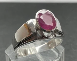 3.035 CT MINED RED RUBY .925 STERLING SILVER MENS RETRO RING SZ 9.25 6.9GR - Picture 1 of 12