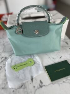 Longchamp le Pliage Mini Blue Green Turquoise Bag With Handle And Strap BNWT