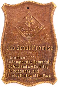 C1950-60s Vintage BSA Cub Scout Versprechen Hängende Wandrelief Pfadfinder Versprechen - Bild 1 von 3