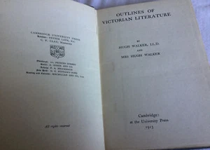 Outlines of Victorian Literature by Hugh Walker 1913 Cambridge HC - Picture 1 of 8