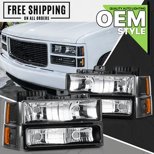 Black Housing Headlight Amber Corner Bumper Lamp fit 94-00 GMC C/K Yukon Pickup - Picture 1 of 12