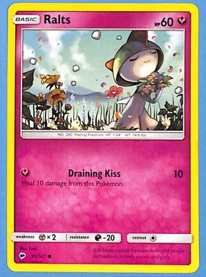 Pokémon TCG Ralts Burning Shadows 91/147 Regular Common Lp FREE SHIPPING - Image 1 of 2