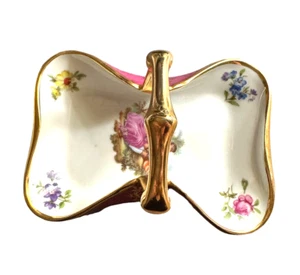 Limoges France Floral Dish Vintage Ring Trinket Gold Handle - Picture 1 of 5