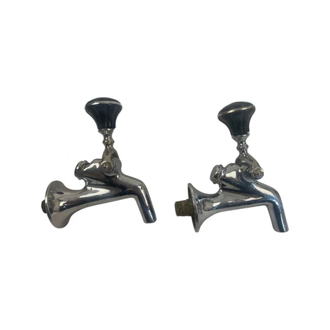 Vintage Art Deco Chrome Plated Brass Beer Tap Spigots Bakelite Handles c1930s Cover