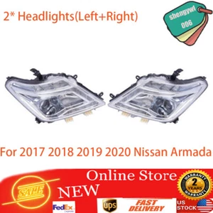For 2017-2020 Nissan Armada Headlights Halogen Headlamps Left+Right set OEM - Picture 1 of 22