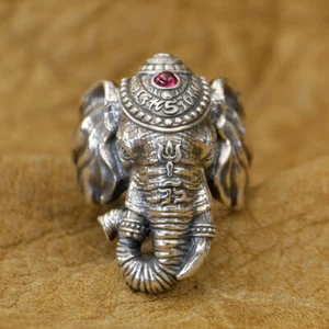 925 Sterling Silver LINSION Elephant Ring Details Rock Jewelry TA505C UK Size X½ - Picture 1 of 12
