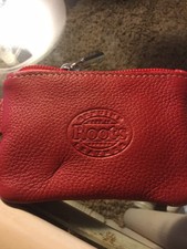 nwot red roots leather change purse