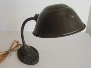 Vintage EAGLE Gooseneck Desk Lamp Industrial Cast Iron Art Deco Base Rewired - Picture 1 of 10